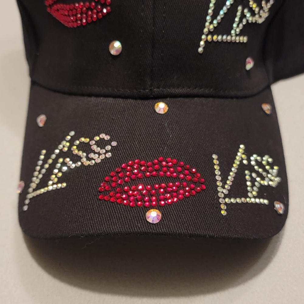New black rhinestone kiss 💋 baseball cap - Picture 2 of 12